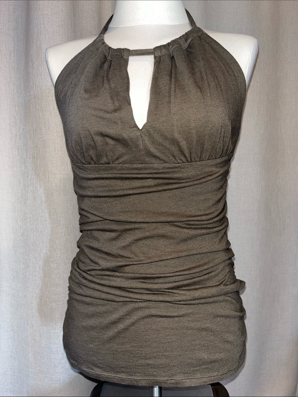 Victoria’s Secret Khaki Green Ruched Halter Sz Medium